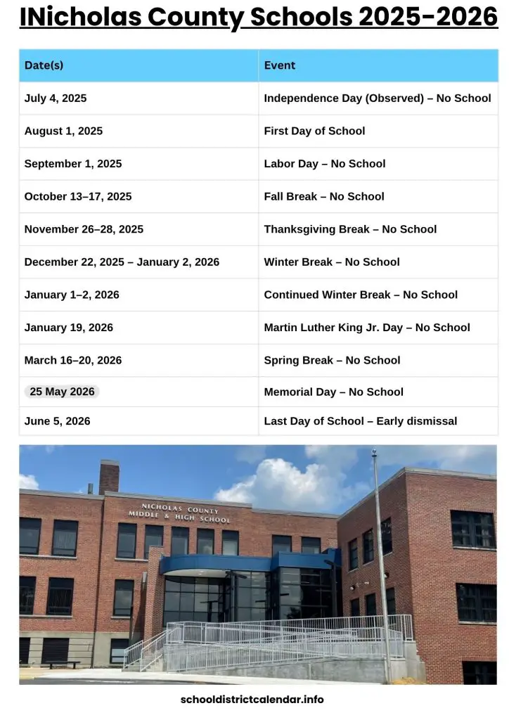 Nicholas County Schools Calendar
