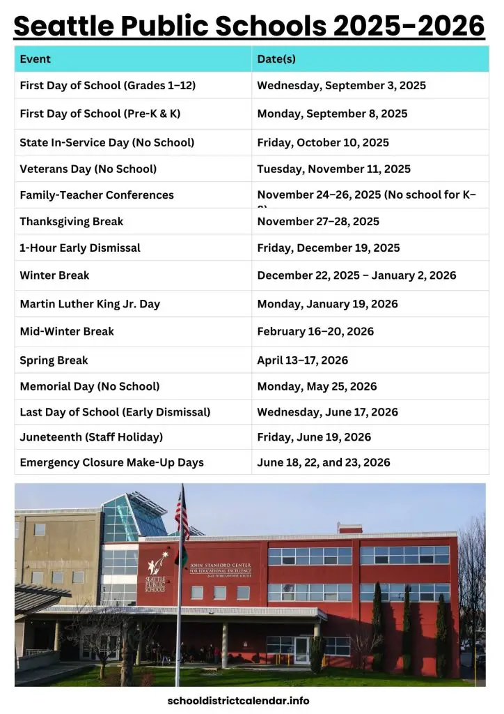 Seattle Public Schools Calendar
