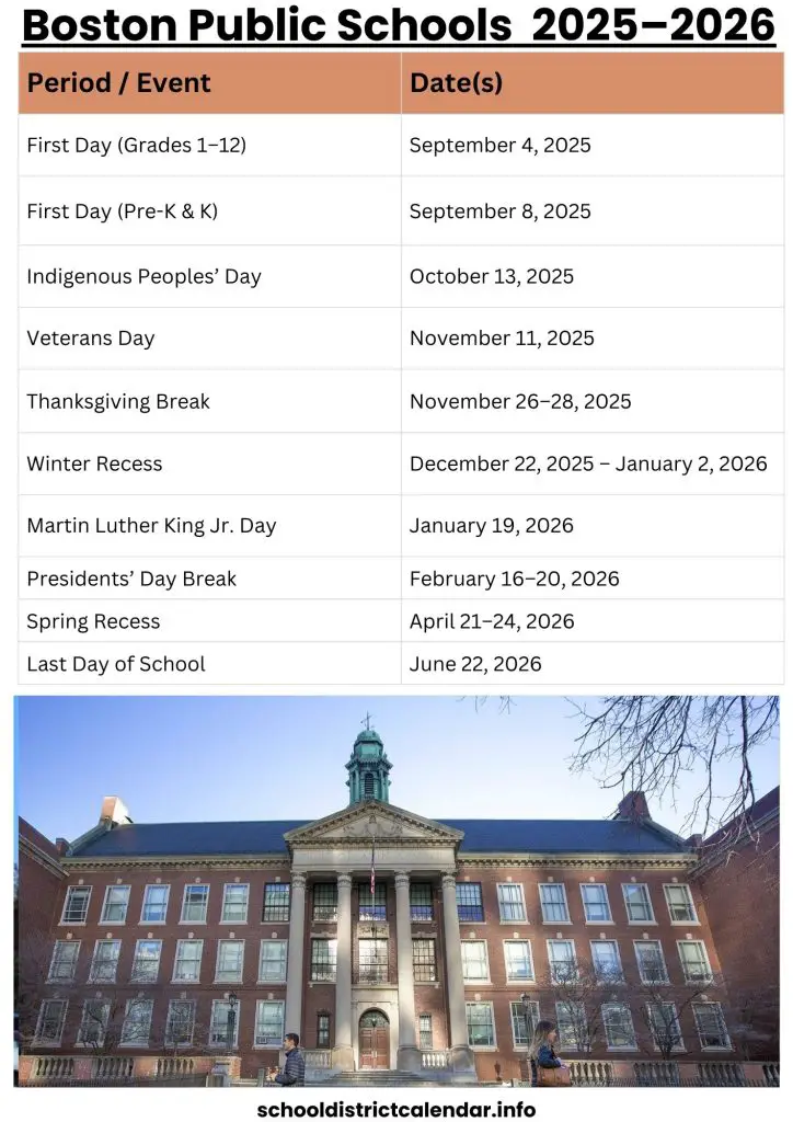Boston Public Schools Calendar