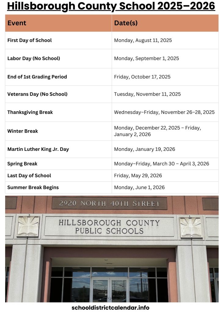Hillsborough County School Calendar