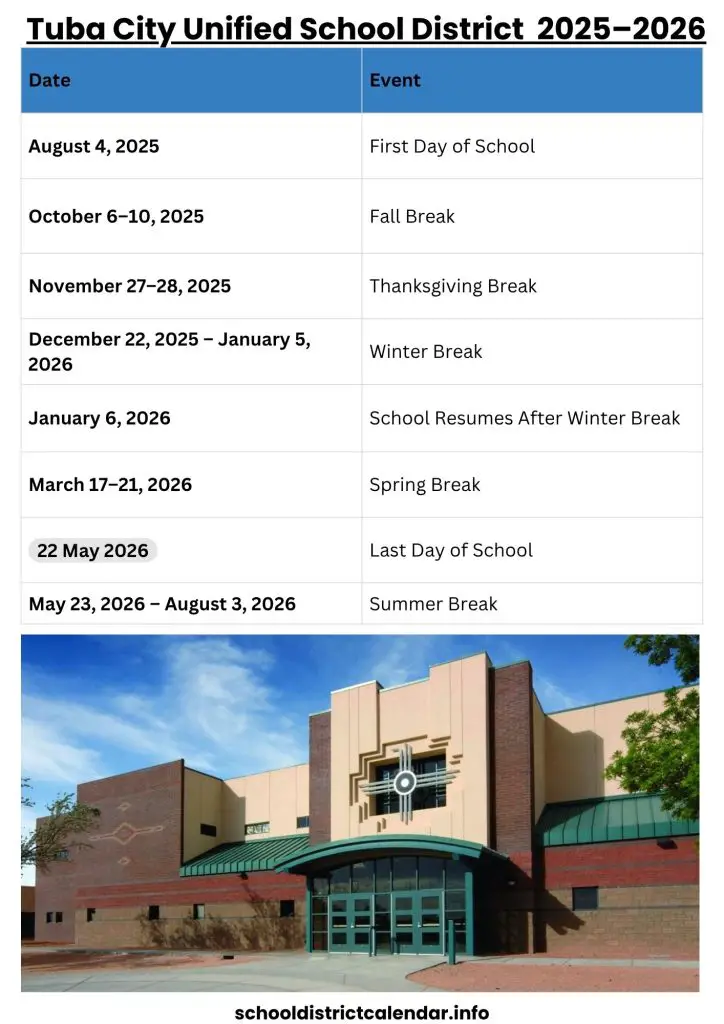 Tuba City Unified School District Calendar