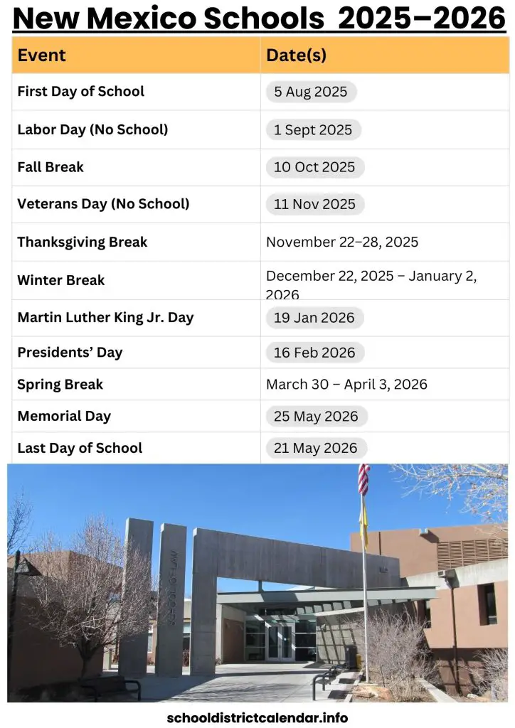 New Mexico Schools Calendar