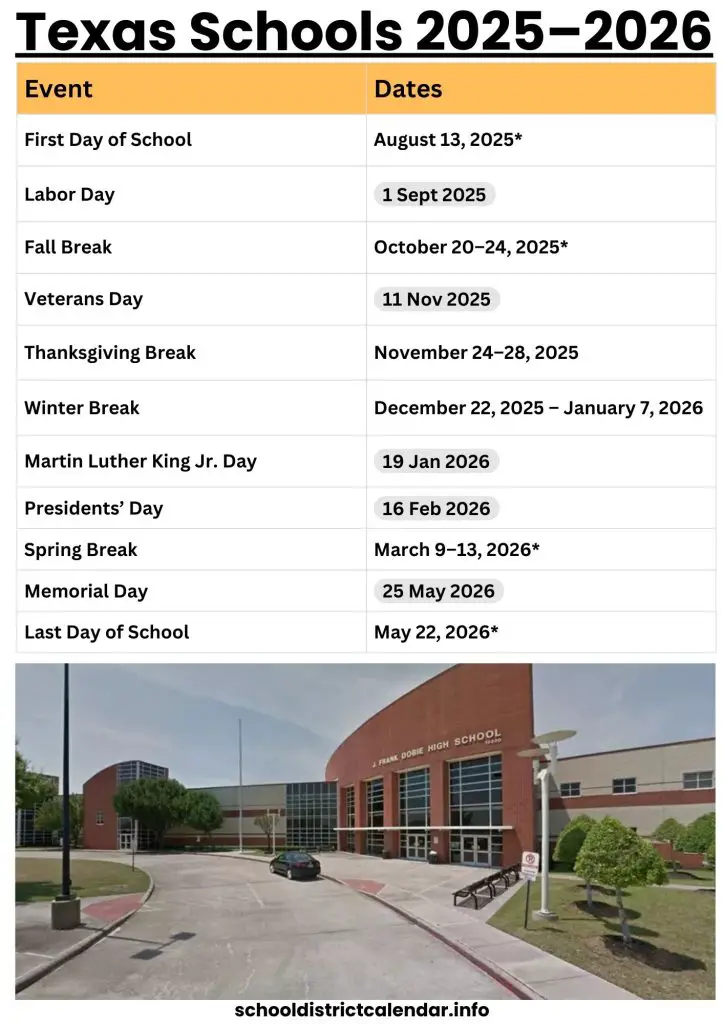 Texas Schools Calendar