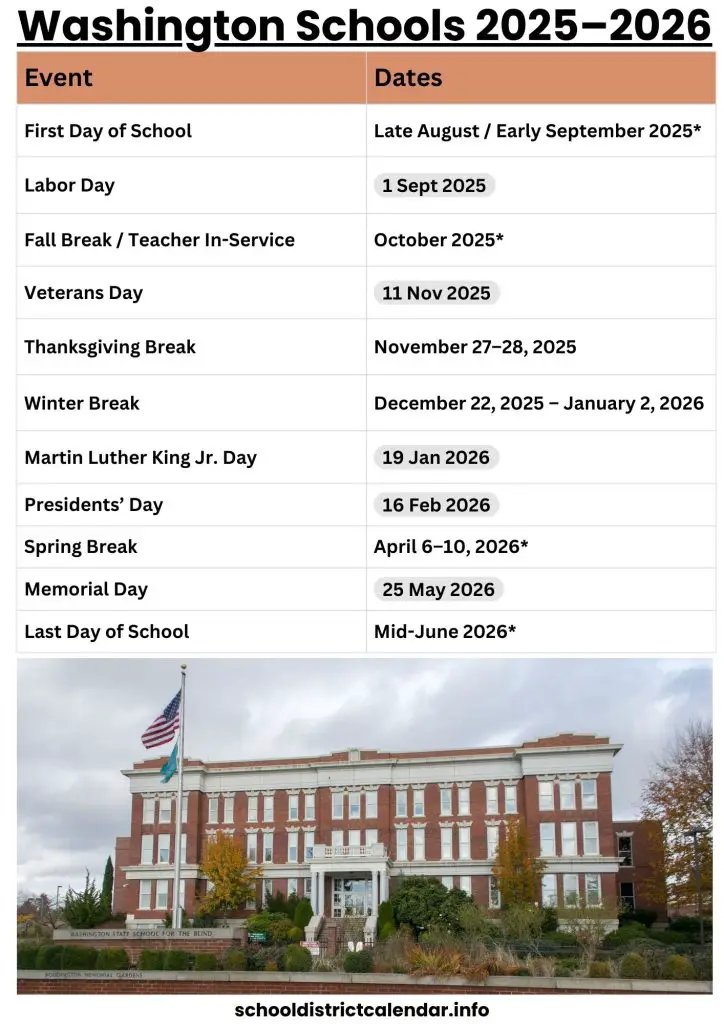 Washington Schools Calendar